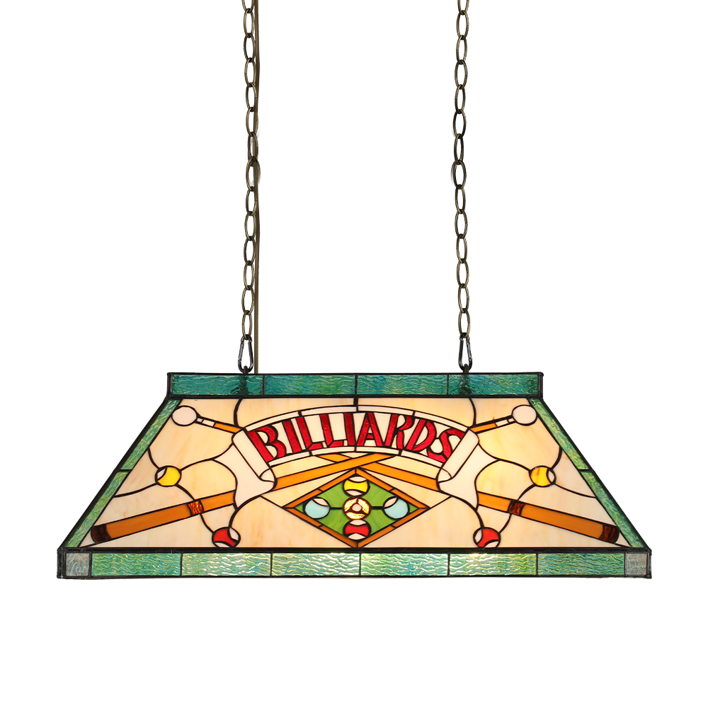 TIFFANY BILIARD vitrážny závesný luster 2xE27/60W č.201